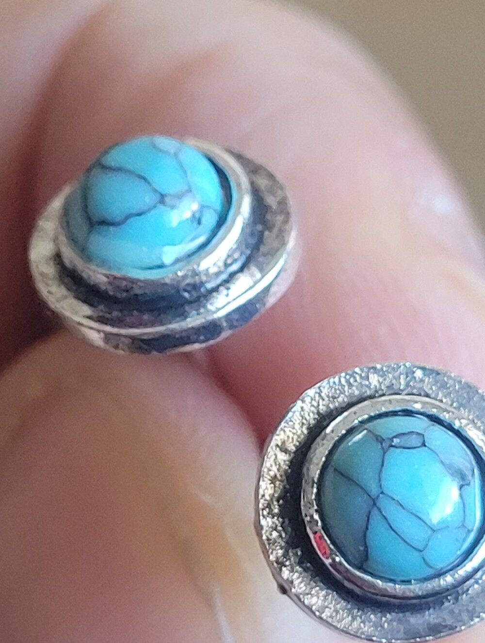 Turquoise Stone Silver Stud Earrings - Women Jewelry